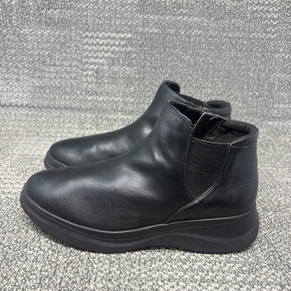 Naturalizer Black Leather Slip-On Ankle Boots